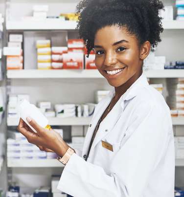 pharmacy assistant smiling