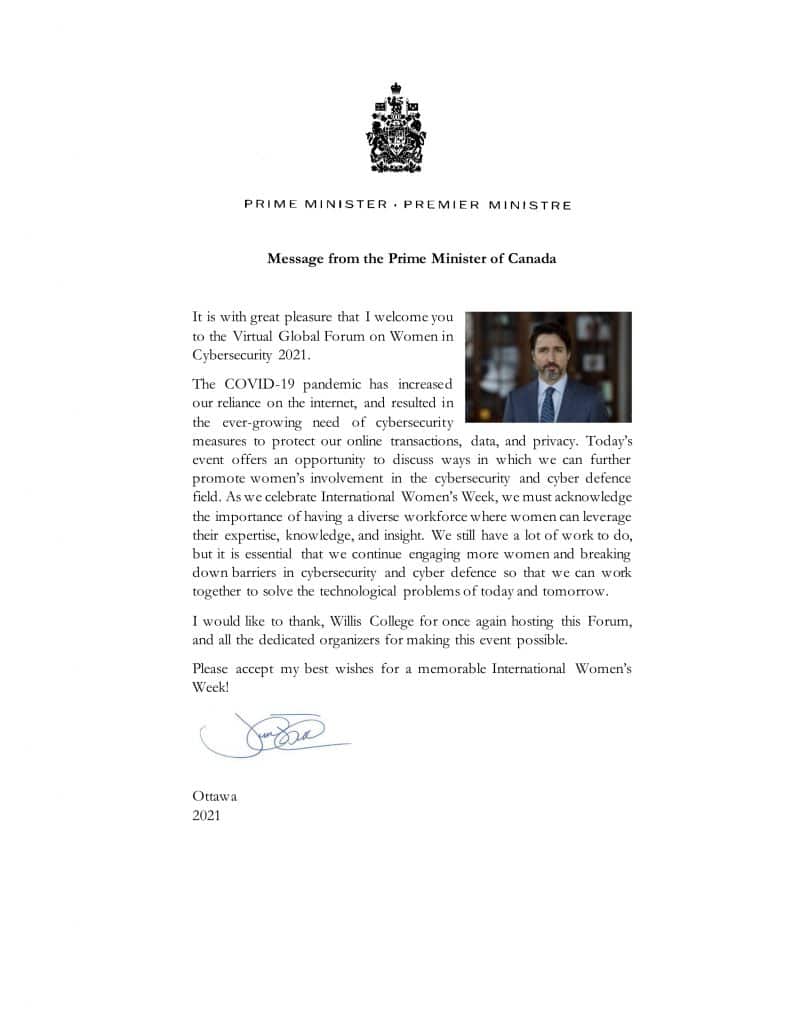 message from the prime minister of canada